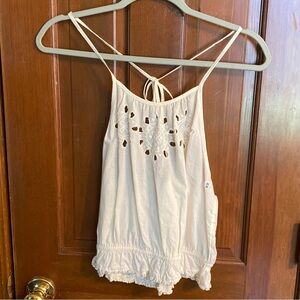 Aerie Embroidered Cutout Top NWOT